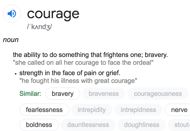 `COURAGEOUS' IN ENGLISH LANGUAGE