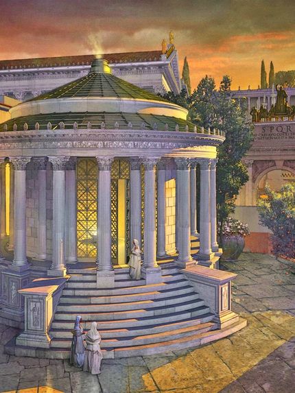 TEMPLE OF VESTA IN ROME - SACRED FIRE WORSHIP.